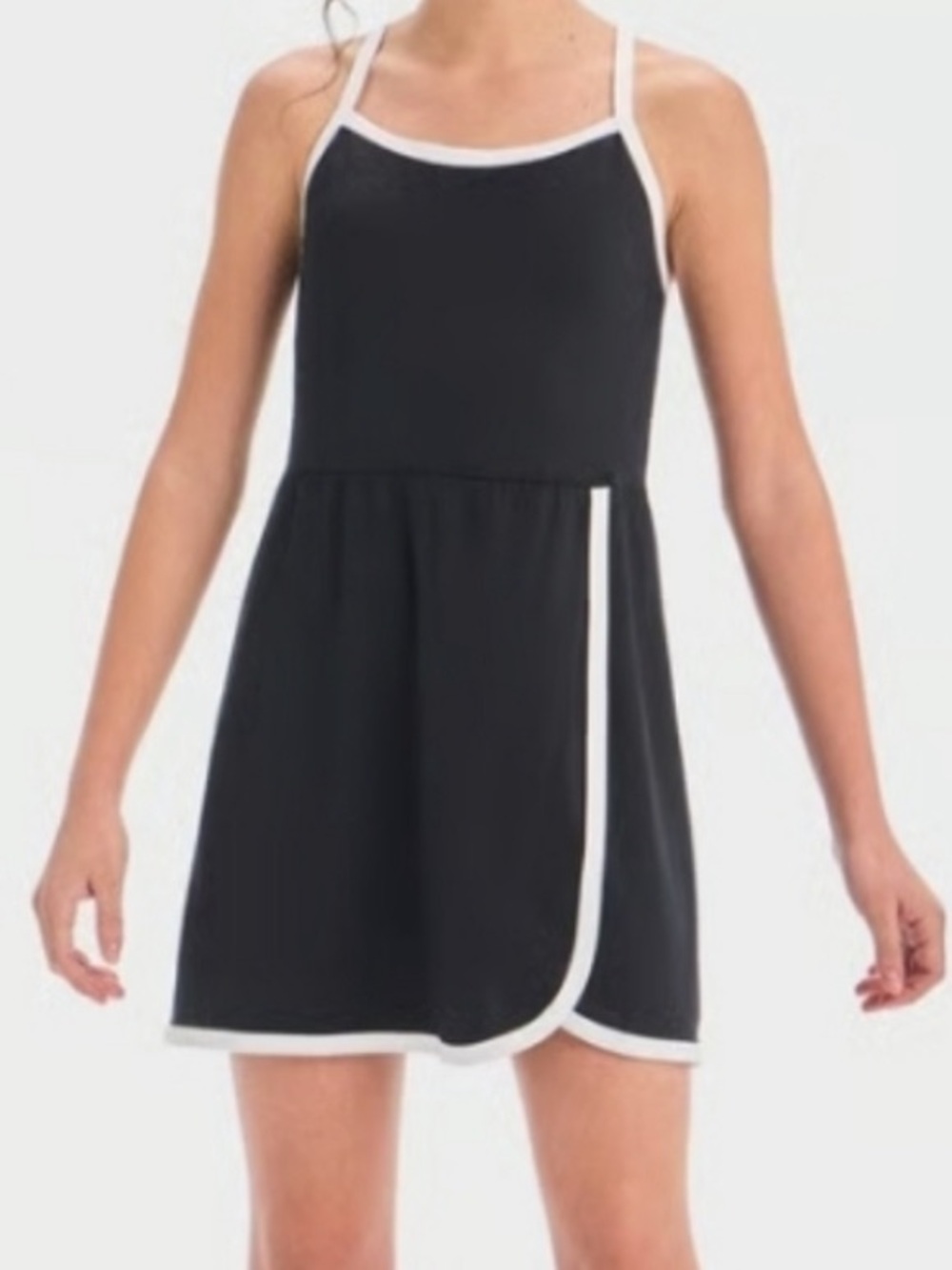 All in Motion Black Dress w Built In Shorts Girls' Knit Contrast Trim Athletic